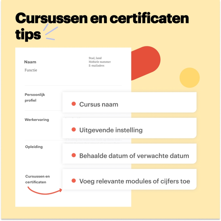 cursussen en certificaten cv tips
